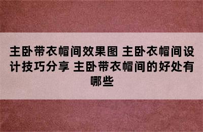 主卧带衣帽间效果图 主卧衣帽间设计技巧分享 主卧带衣帽间的好处有哪些